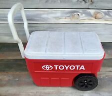 Vintage Igloo Tagalong 22” Red White Toyota Cooler Roll 2 Wheels Outdoor Travel picture