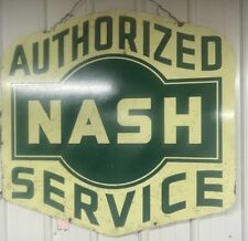 VINTAGE Authorized Nash Service STATION PORCELAIN SIGN CAR GAS OIL 42×42 picture