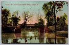 Central Avenue Ten Mile Creek Toledo Ohio Bridge Reflection Waterway PM Postcard picture