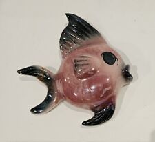 Vintage CERAMICRAFT Pink Wide Eye  3.5 in. Wall Pocket Plaque picture