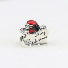 New Pandora Merry Christmas Santa Claus Sleigh Silver 925 Ale Charm Bead w/pouch picture