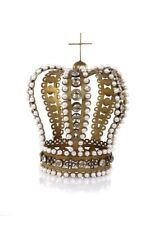 ANTIQUE STYLE RHINESTONE PEARLS RELIGIOUS CROWN TIARA- STATUES/SCULPTURES-9.5''H picture