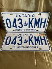 1992 ONTARIO Canada Yours To Discover License Plate 043 KMH Set Of 2 picture