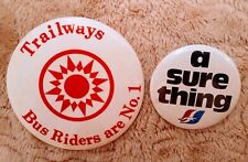 Old Vintage Trailways Sunburst Logo & Greyhound BUS Buttons Pins Lot picture