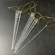 Vintage Set of 9 Clear Twisted Blown Glass Icicle Hanging Christmas Ornaments 7