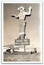 c1950's Wendover Will Giant Cowboy Nevada Utah Border RPPC Photo Postcard picture
