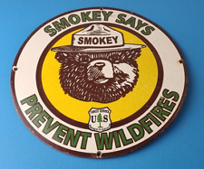Vintage Smokey The Bear Sign - Porcelain Gas Oil Pump Plate Forest Service Sign picture