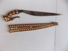 Antique Talibong Sword Philippines Filipino Knife Wood Sheath w/Mother of Pearl picture