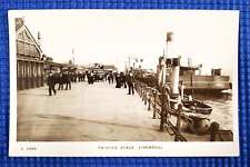 Vintage c1910 Princes Landing Stage Dock Ships Liverpool UK RPPC Series Postcard picture