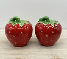 Strawberry Salt and Pepper Shakers Ceramic Vintage picture