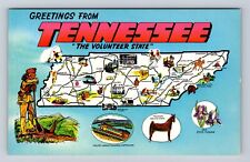 TN- Tennessee, General Greetings Map Landmarks, Antique, Vintage Postcard picture