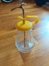 Vintage Federal Tool Corp Chicago Glass Syrup Dispenser Yellow Lid picture