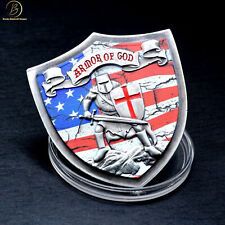 Armor of God Knights Templar Silver US Flag Christian Eph 6:10-18 Challenge Coin picture
