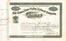 James River Valley Railroad Co. - Stock Certificate - Northern Pacific RR Archiv picture