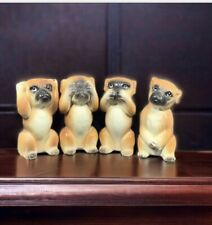 Boxer Dogs Miniature Bisque Hear Speak See No Evil / Wise Dogs 2