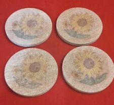 Vintage Hand painted Sunflowers on Cement Coasters picture