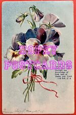 Antique PANSIES bouquet postcard~ embossed~ religious ~ unused ~ 1901-1907 picture