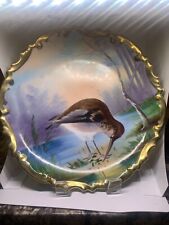 antique LS&S austria hand painted porcelain bird charger plate 13
