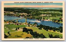 Thousand Islands Int'l Bridge Crossing St Lawrence River, NY - Linen, 1939 UNP picture