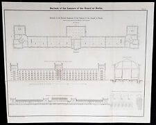 1856 Capt Delafield Large Antique Schematics of the 2nd Lancers Barracks, Berlin picture