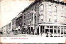 Rockland Maine ME Main Street Scene People Shops Carriage Vintage 1905 Postcard picture