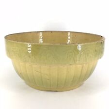 Antique Stoneware Mixing Dough Bowl Green Yellow Ware Vintage picture