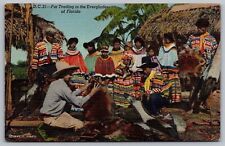 Fur Trading Everglades Florida FL Linen Postcard PM Cancel WOB Note VTG Vintage picture
