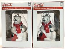 Hallmark Polar Bear Coca Cola Christmas Ornament Set (2) Kurt S. Adler 2016 picture