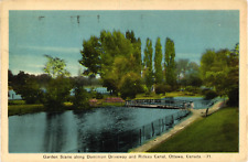 Dominion Driveway and Rideau Canal Ottawa Canada White Border Postcard 1940s picture