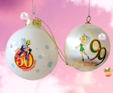 Disney 2005 1999 Tinker Bell Magic, Family Holiday Christmas Art Glass Ornaments picture