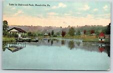 Meadville Pennsylvania~Oakwood Park Lake~Boat House & Docks~Gazebo~1911 Postcard picture