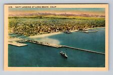 Long Beach CA-California, Aerial Navy Landing, Antique, Vintage Postcard picture