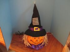 Fiber Optic Light Up Jack O Lantern Pumpkin Scarecrow Head Halloween Decorations picture