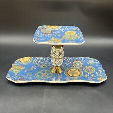 Certified International Exotic Garden Two Tier Tray Discontinued Floral Pattern picture