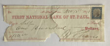Vintage 1871 Check ~ First National Bank of St. Paul Minnesota MN $100 picture