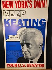 Vintage 1964 Ken Keating Political Campaign Poster Republican Senator, NY picture