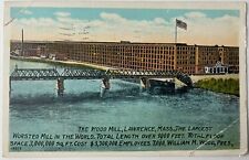 LAWRENCE MA The Wood Mill Largest Worsted Mill Birds Eye View ESSEX CO Postcard picture