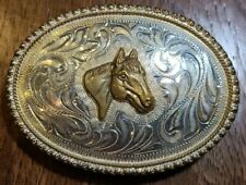 Horse Head Women's Western Buckle Presentation Justin Silver 4x3 inches picture