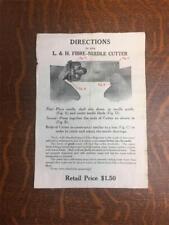 Antique L & H Gramophone Phonograph Fibre Needle Cutter DIRECTIONS ONLY Read Ad picture