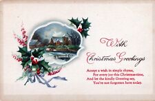Christmas Greetings. Used Embossed Vintage Postcard picture