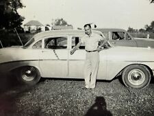 1S Photograph 1957 Handsome Man Poses With Cool Old Car Portrait  picture