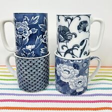 Four Vintage Blue And White Coffee Mugs  picture