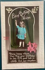 Postcard Loving Birthday Wishes RPPC. With White Embossed Border Tinted. picture