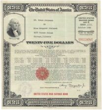 World War II U. S. War Savings Bond - $25 Denomination Series E 10 Year Bond - U picture