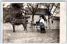1908 RPPC HARMON ILLINOIS POSTMARK HORSE & BUGGY PICKET FENCE HOUSE TO STEWARD picture