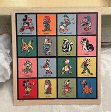 Vintage Disney Game Card c 1940s 1950s Cartoon Art Mickey Mouse Goofy 7 Dwarfs picture
