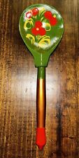 Vintage Russian Hand Painted Wooden Spoon “lozhnka” Linden Wood Hard Carved 7” picture