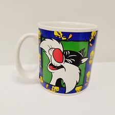 Vtg Sakura Looney Tunes Sylvester Cat Tweety Bird Coffee Mug Frenemies Green picture