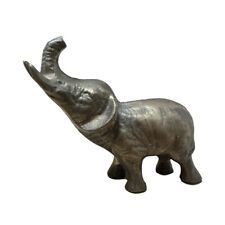 Vintage Small Solid Brass Elephant Figurine Collectible Trunk Up Ring Holder picture