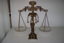 Vintage Scale of Justice, Cast Metal, Marble with Crystal Prisms- 18